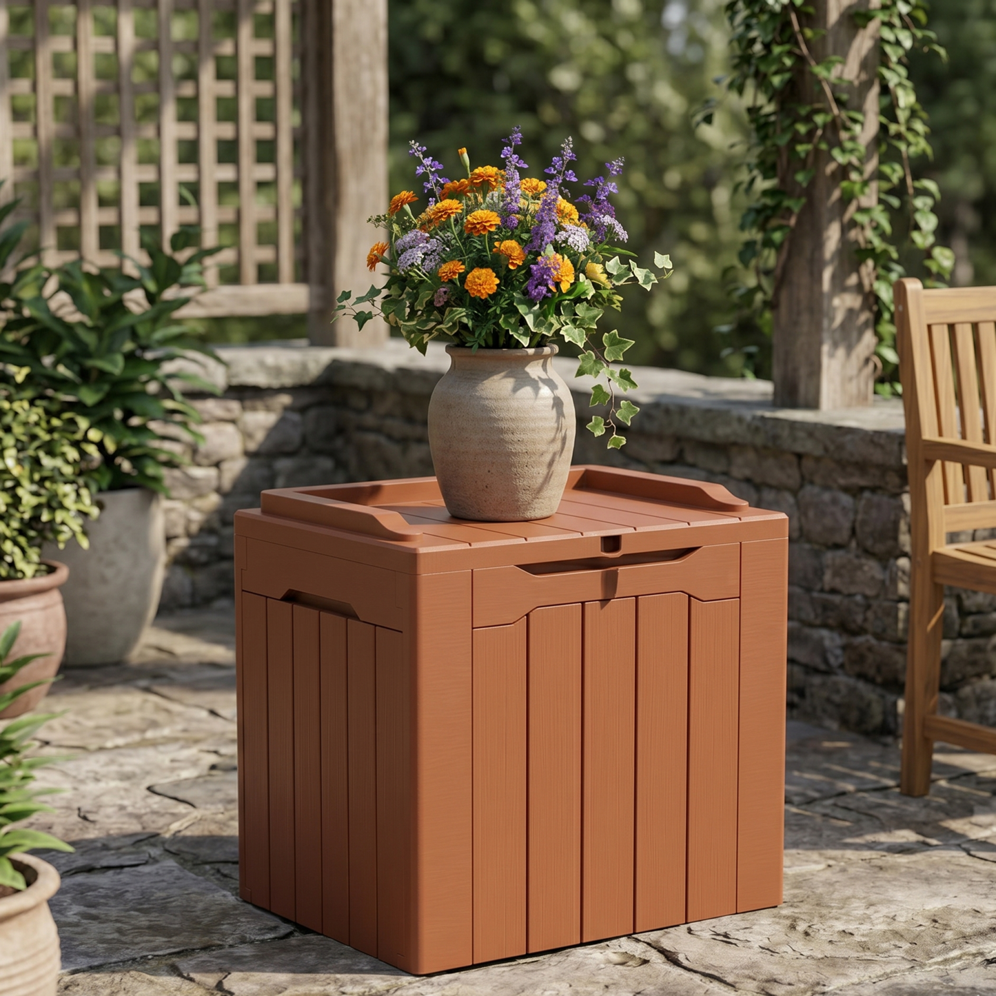 Resin Patio Deck Storage Box 117.3 L Internal Capacity and Lid Lock