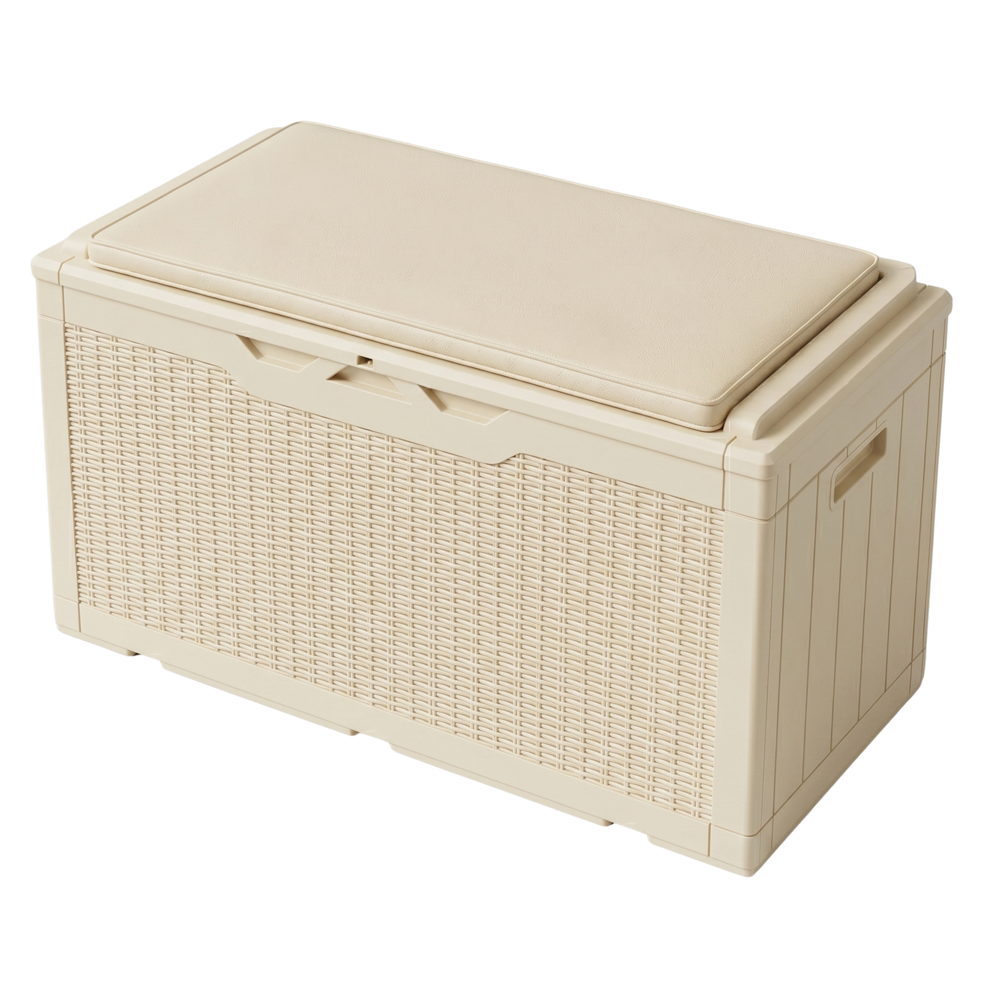 Resin Storage Deck Box with Cushion Seating Top and Lift Open Design