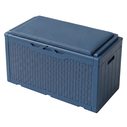 Resin Storage Deck Box with Cushion Seating Top and Lift Open Design