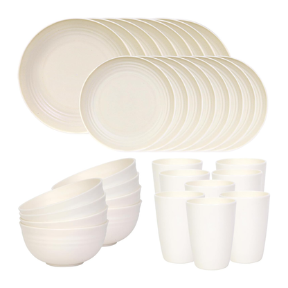 Reusable Plastic Plates and Bowls Set for Camping and Home Use