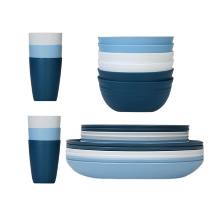Reusable Plastic Plates and Bowls Set for Camping and Home Use