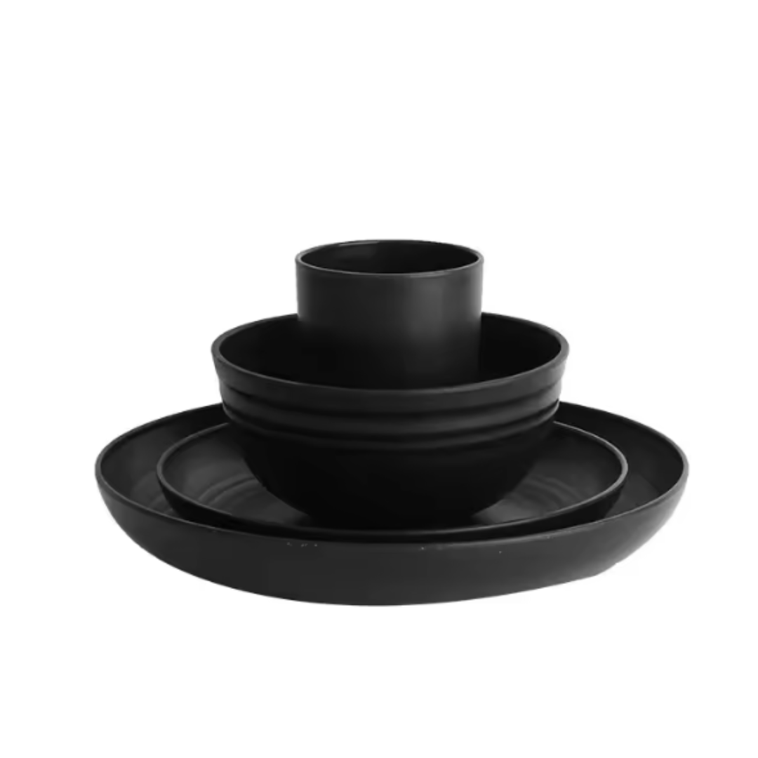 Reusable Plastic Plates and Bowls Set for Camping and Home Use
