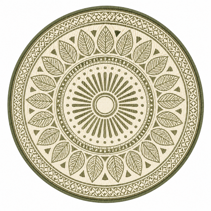 Round 10 ft Patio Rug Reversible Pattern Plastic Straw RV Mat