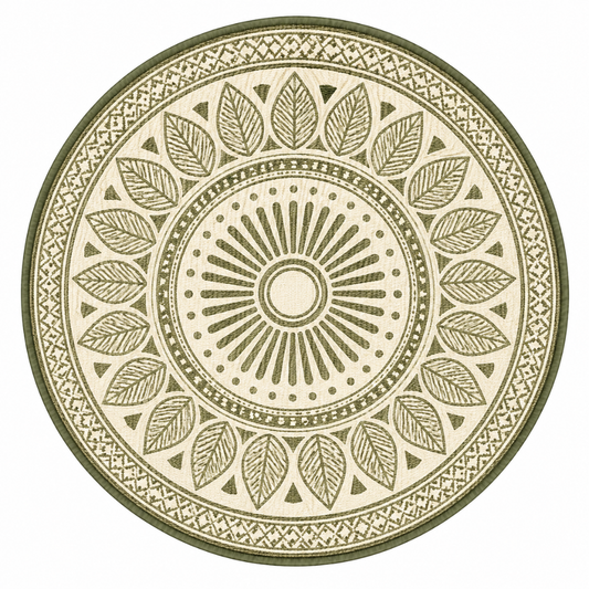 Round 10 ft Patio Rug Reversible Pattern Plastic Straw RV Mat