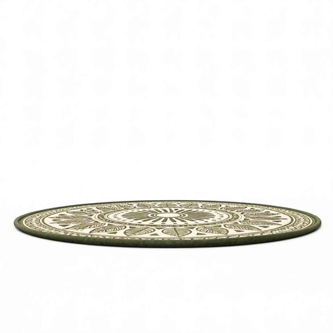 Round 10 ft Patio Rug Reversible Pattern Plastic Straw RV Mat