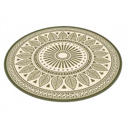 Round 10 ft Patio Rug Reversible Pattern Plastic Straw RV Mat