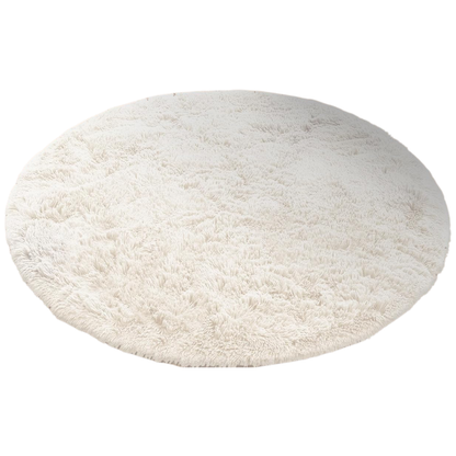 Round Machine Washable Area Rug with High Pile and Anti-Slip Backing