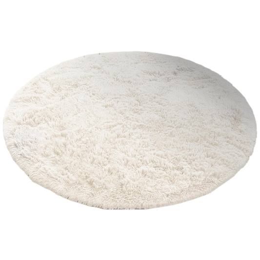 Round Machine Washable Area Rug with High Pile and Anti-Slip Backing