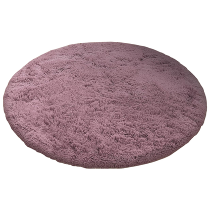 Round Machine Washable Area Rug with High Pile and Anti-Slip Backing
