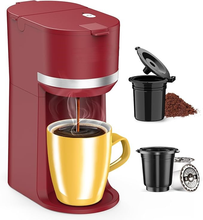 Single Serve Coffee Maker for K-Cup & Ground Coffee, Fast Brew