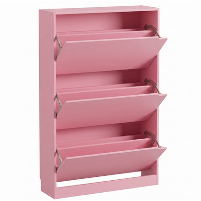Slim Shoe Cabinet with 3 Flip Drawers Narrow Entryway Storage