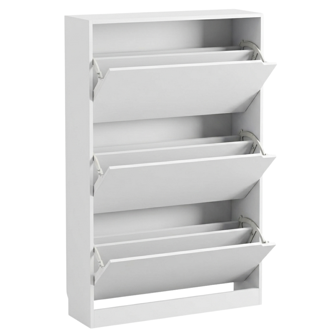 Slim Shoe Cabinet with 3 Flip Drawers Narrow Entryway Storage
