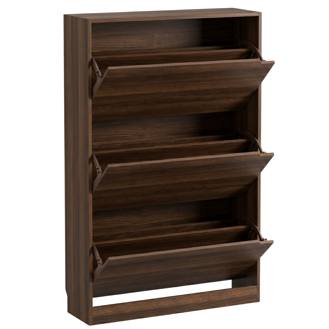 Slim Shoe Cabinet with 3 Flip Drawers Narrow Entryway Storage