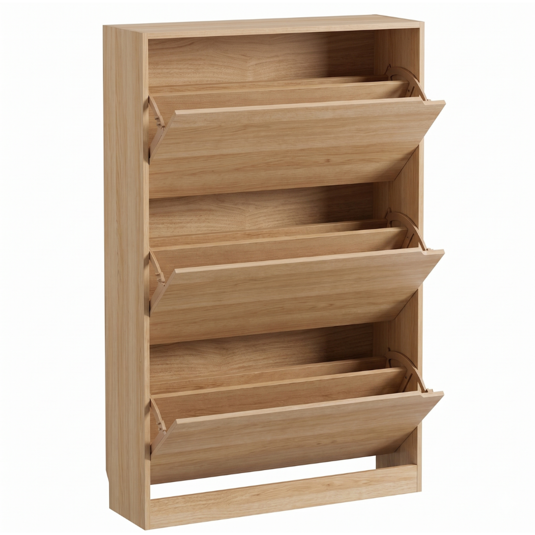 Slim Shoe Cabinet with 3 Flip Drawers Narrow Entryway Storage