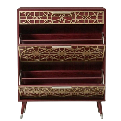 Slim Shoe Cabinet with Top Drawer and Flip Storage Compartments