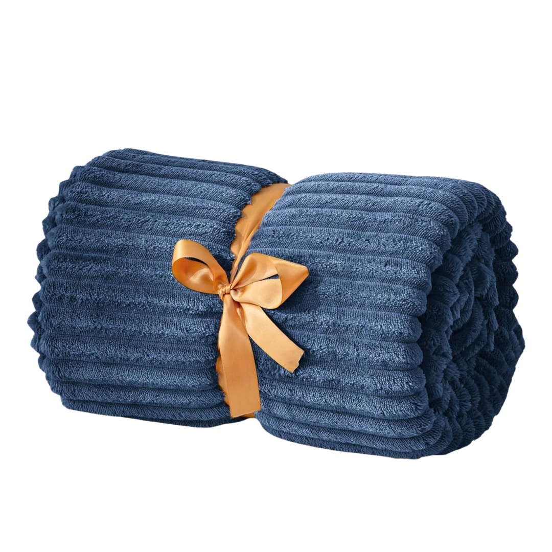 Soft Fleece Blanket 3D Ribbed Jacquard for Sofa and Bed