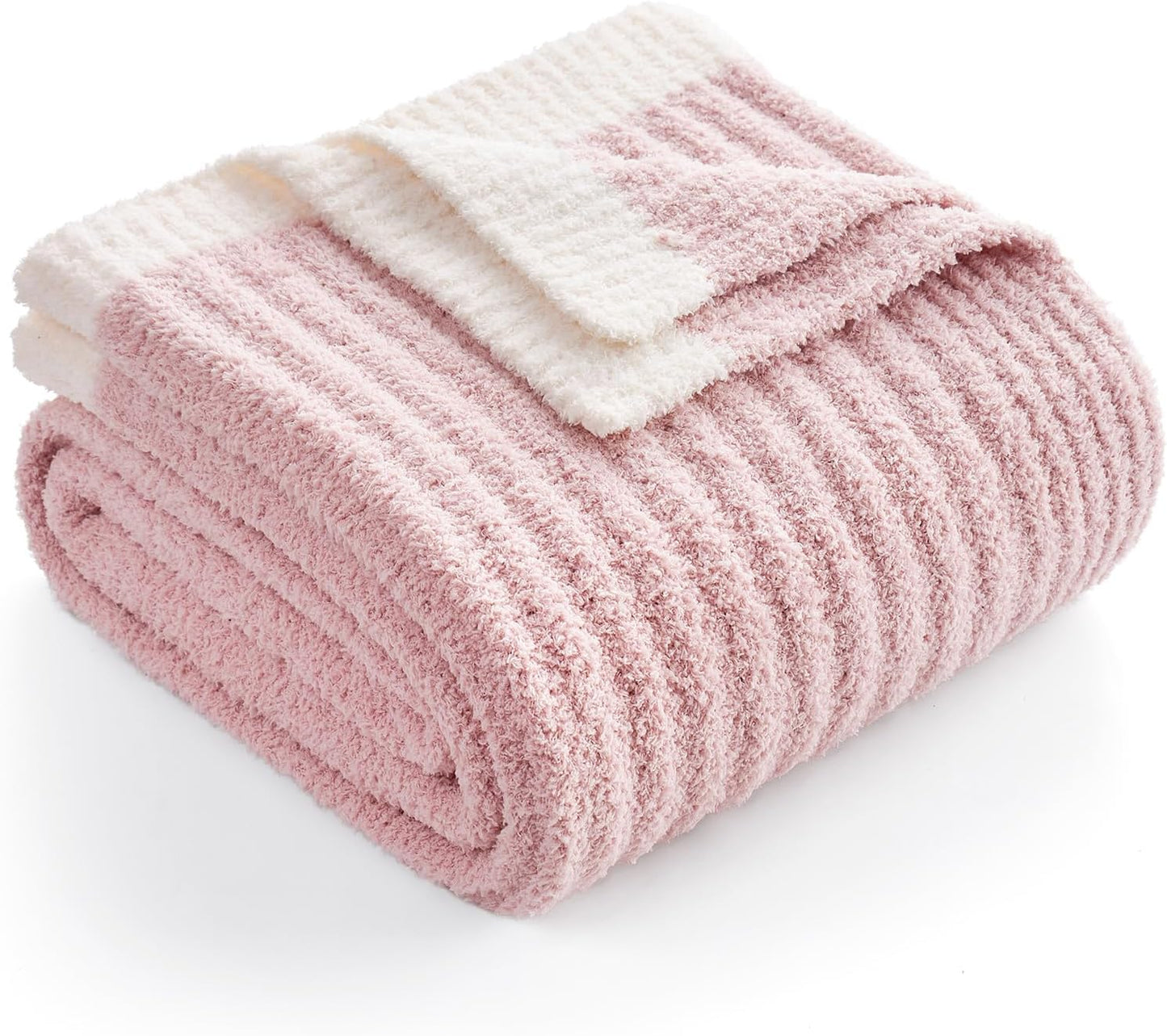 Soft Reversible Ribbed Knit Blanket for Couch, Sofa, and Bedroom