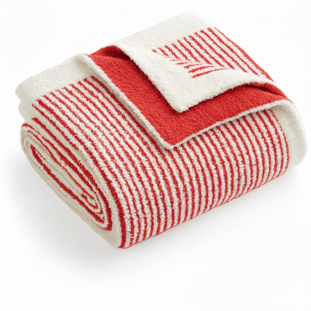 Soft Reversible Ribbed Knit Blanket for Couch, Sofa, and Bedroom