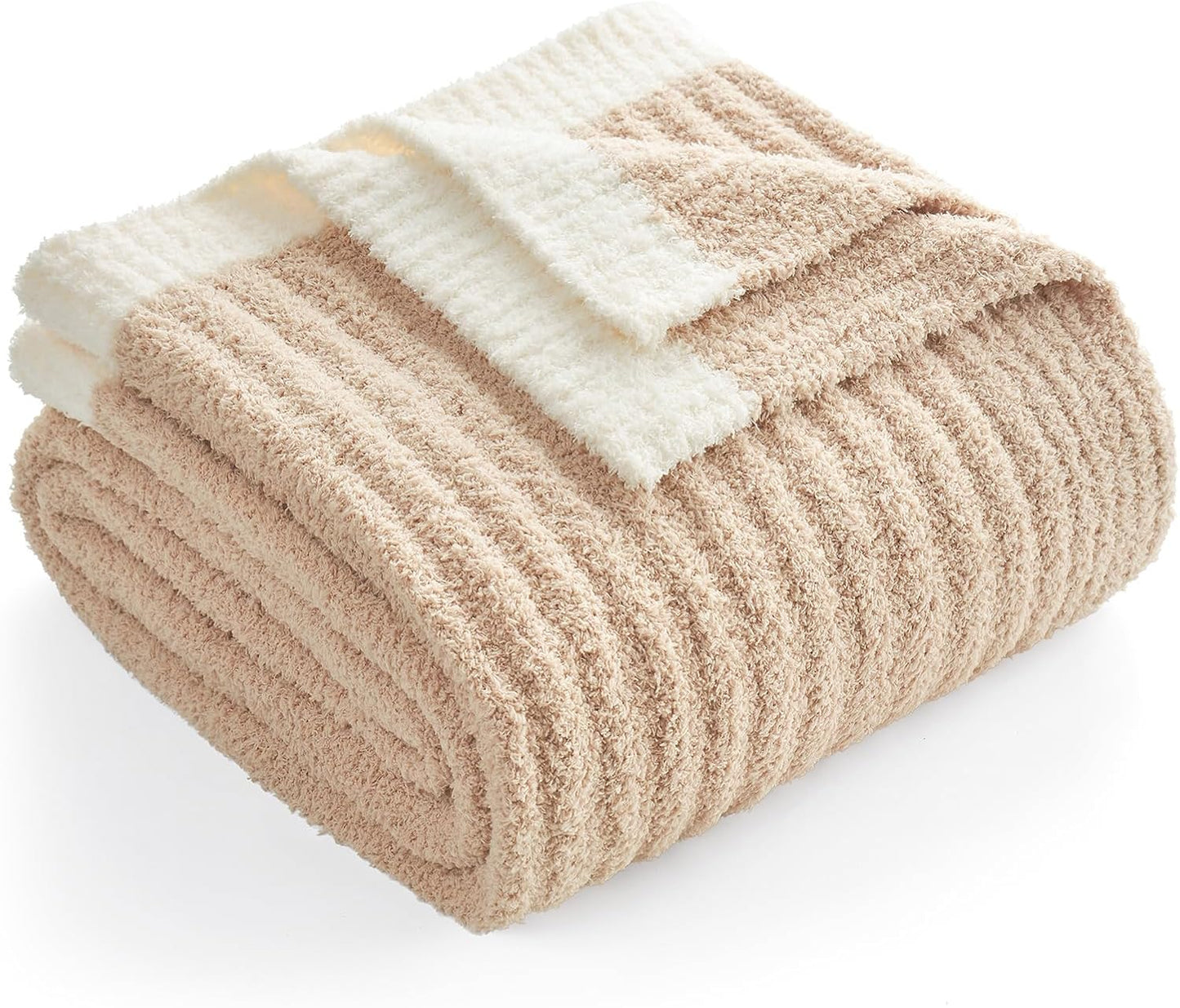 Soft Reversible Ribbed Knit Blanket for Couch, Sofa, and Bedroom