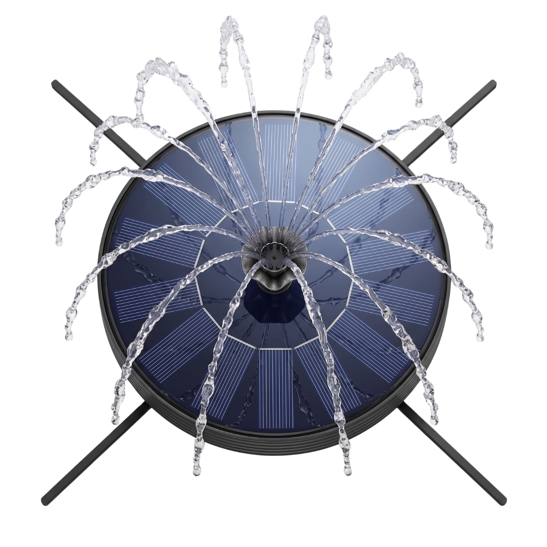 Solar Bird Bath Fountain Pump with Glass Panel and 6 Nozzles