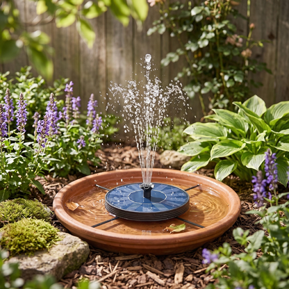 Solar Bird Bath Fountain Pump with Glass Panel and 6 Nozzles
