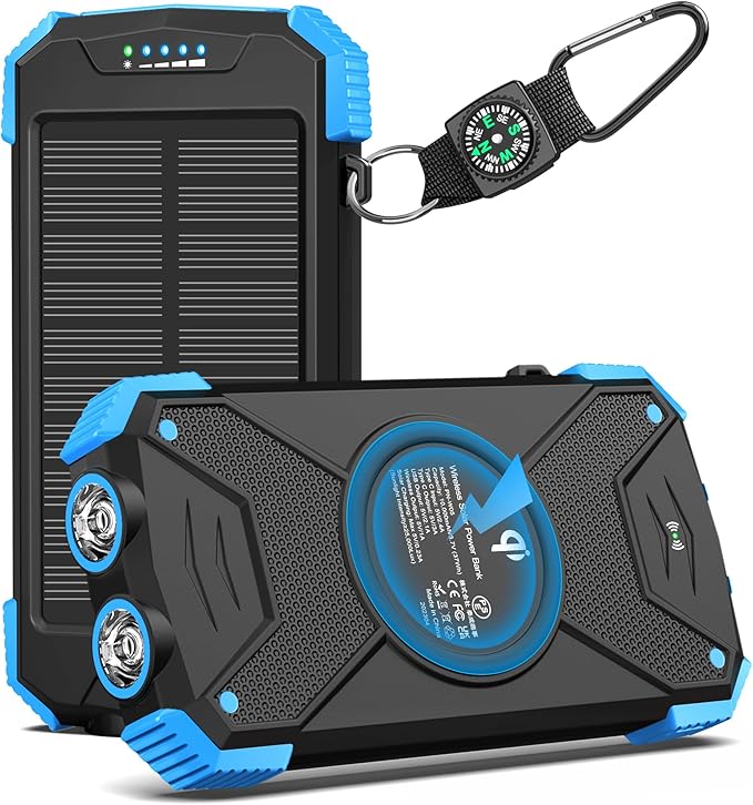Solar Charger Power Bank 10000mAh Portable 20W Wireless Charger