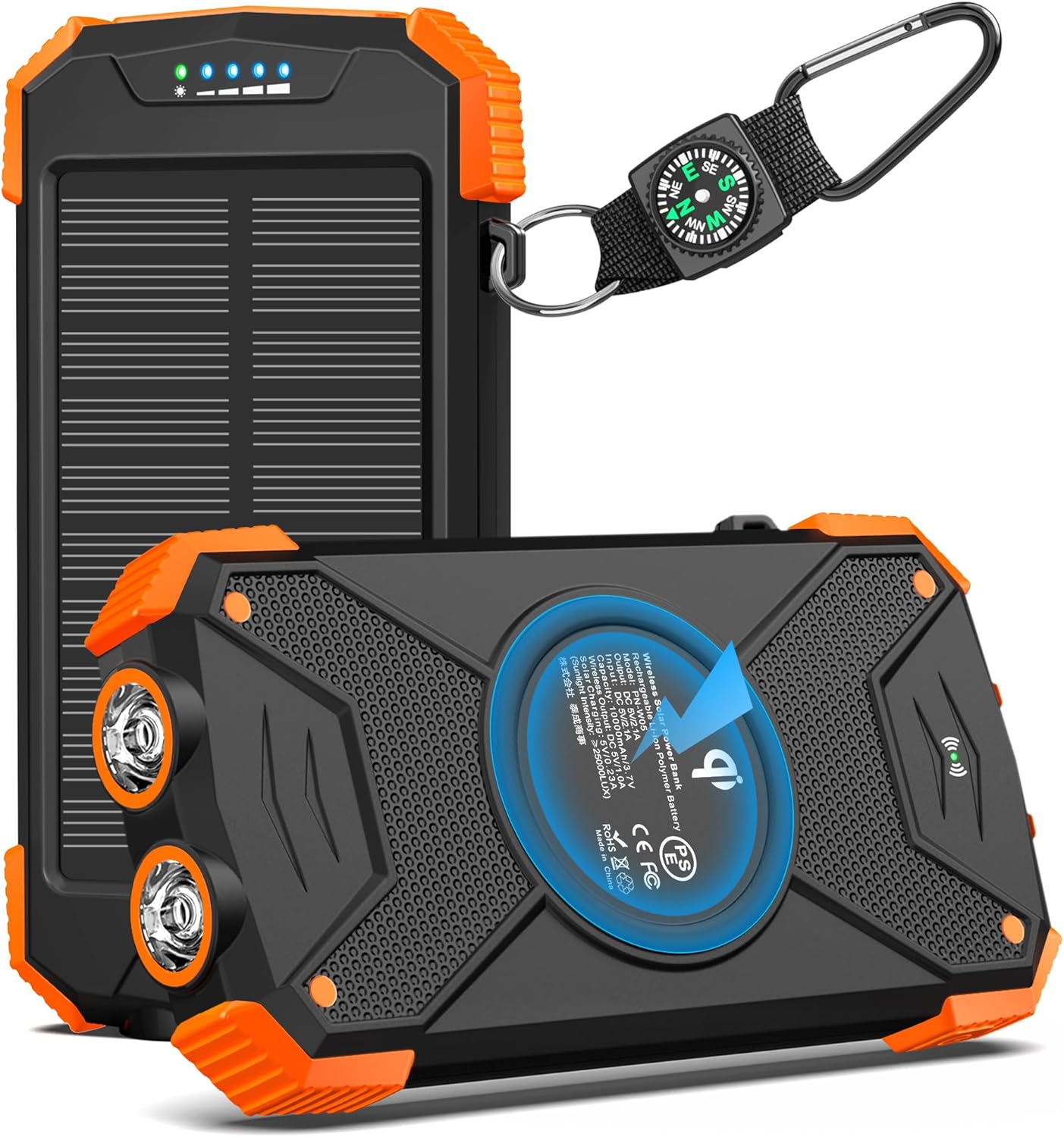 Solar Charger Power Bank 10000mAh Portable 20W Wireless Charger