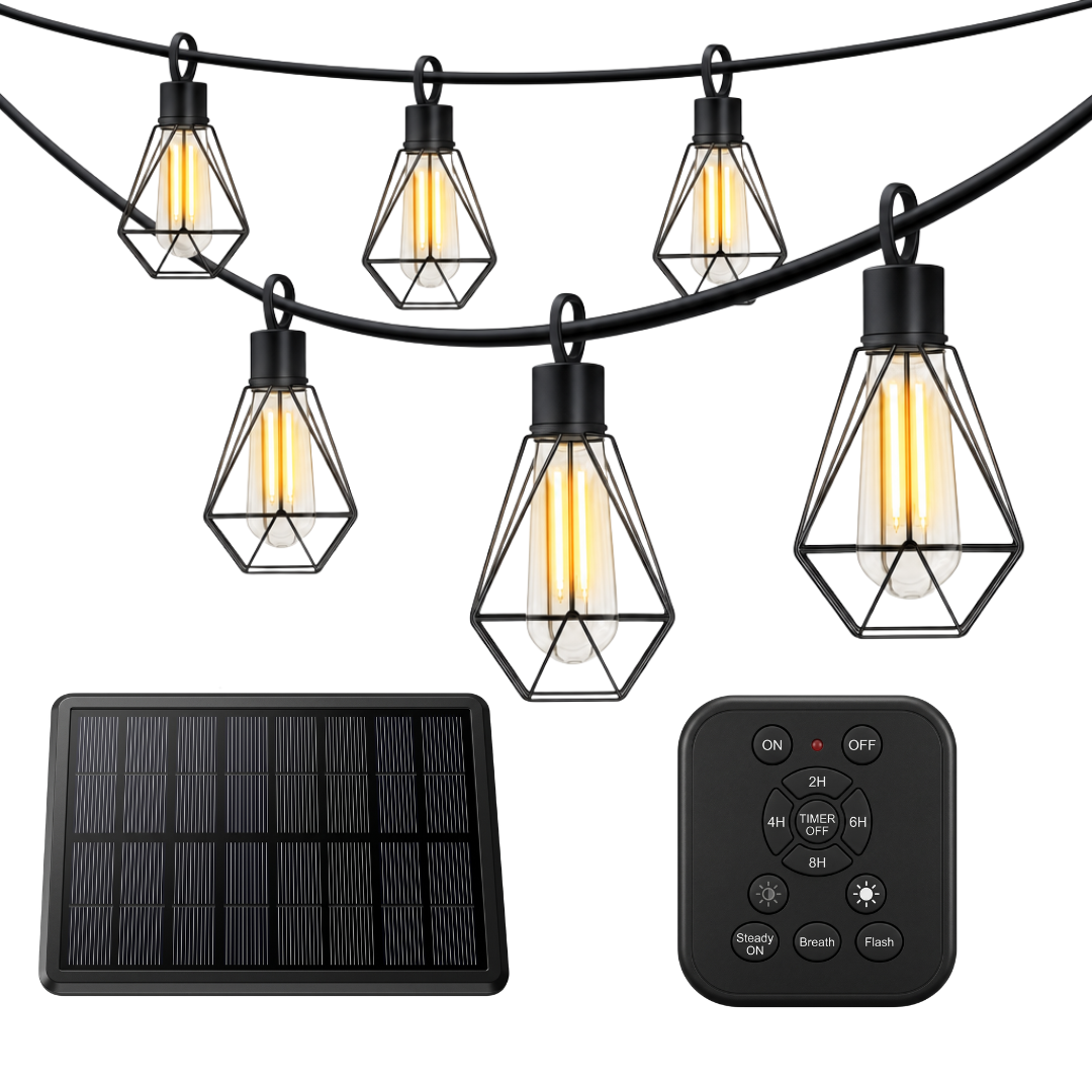Solar String Lights with Remote USB Charging for Patio Garden