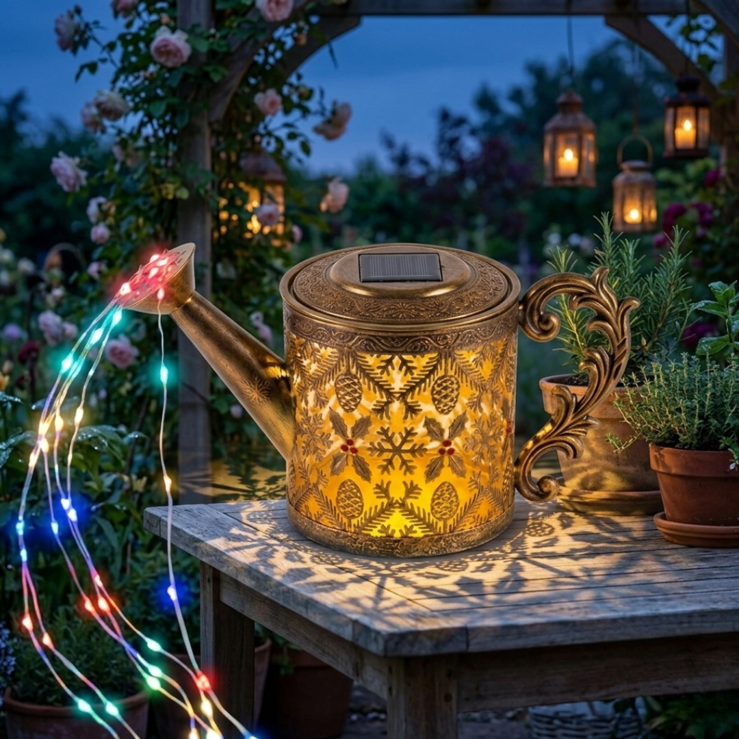 Solar Watering Can Hanging Garden Light with 8 Lighting Modes