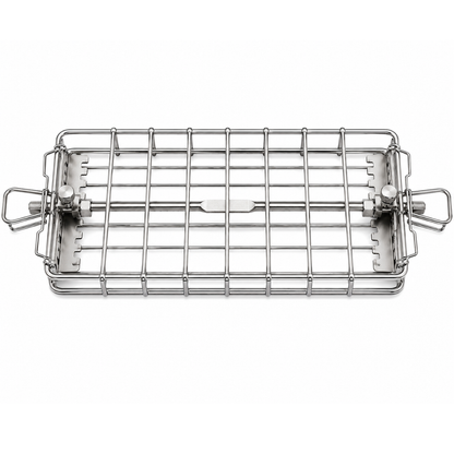 Stainless Steel BBQ Rotisserie Basket Fits Multiple Spit Rod Sizes
