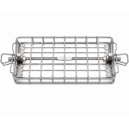 Stainless Steel BBQ Rotisserie Basket Fits Multiple Spit Rod Sizes