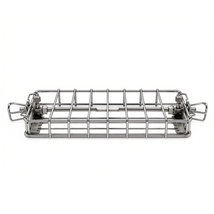 Stainless Steel BBQ Rotisserie Basket Fits Multiple Spit Rod Sizes