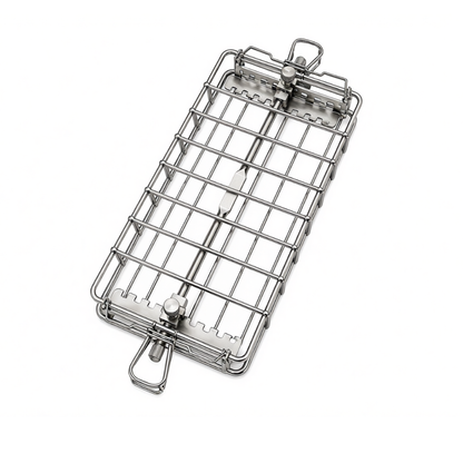 Stainless Steel BBQ Rotisserie Basket Fits Multiple Spit Rod Sizes