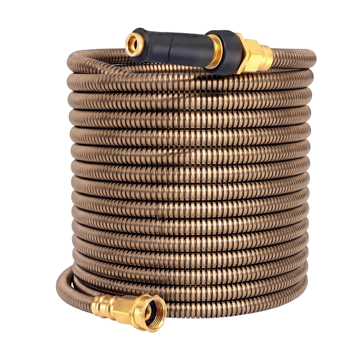 Stainless Steel Garden Hose 100 ft Metal Water Hose Brass Nozzle