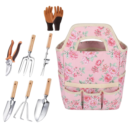 Stainless Steel Garden Tool Set with Tote Bag, 6 Piece Hand Tools
