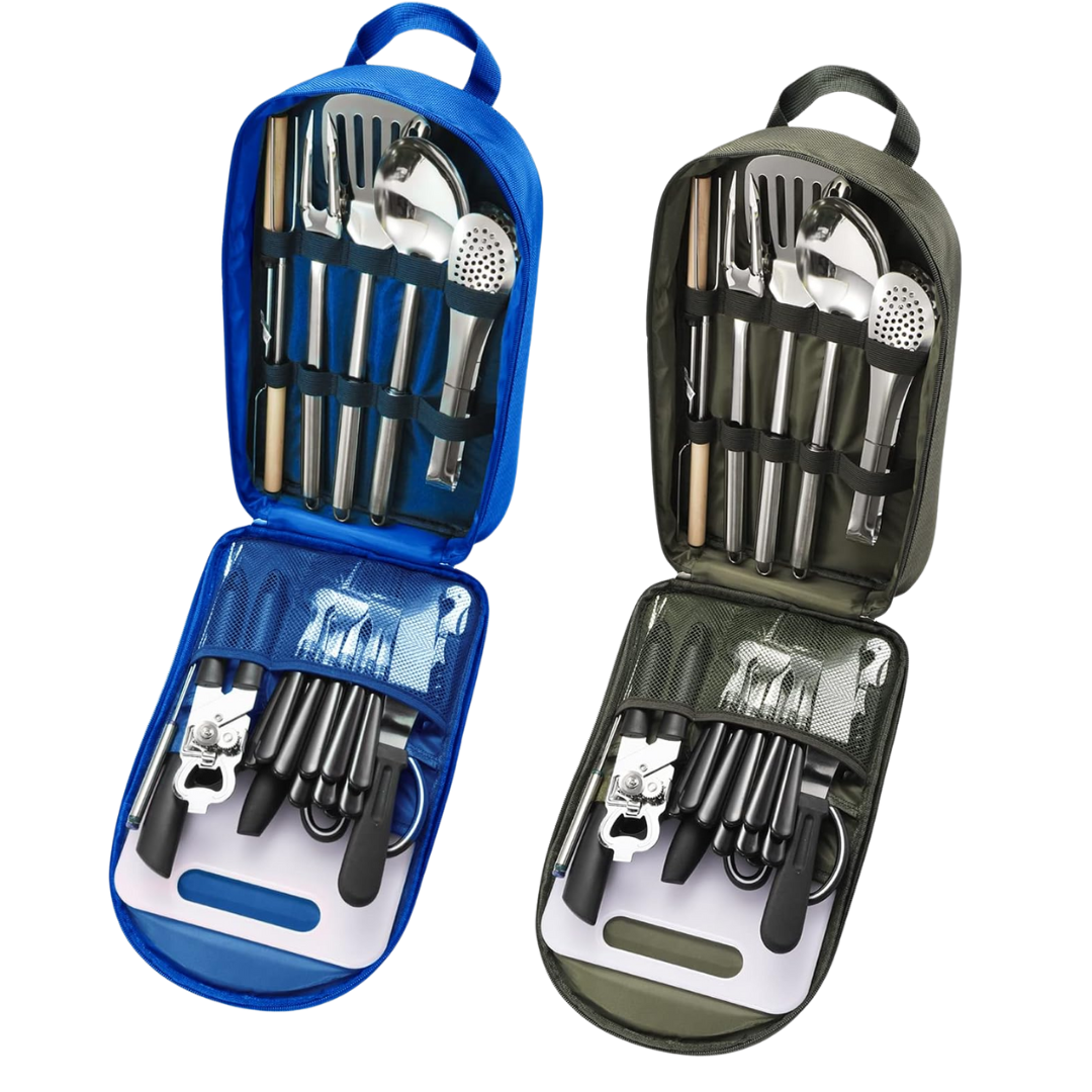 Stainless Steel Outdoor Cooking Utensil Kit with Case, 31-Piece