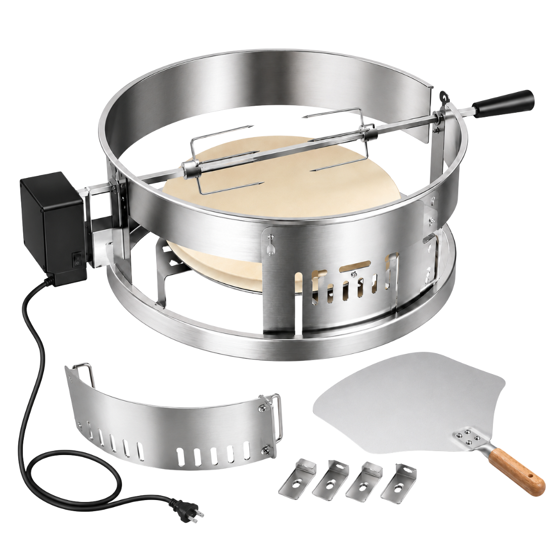 Stainless Steel Rotisserie Pizza Kit for 18 Inch Kettle Grills