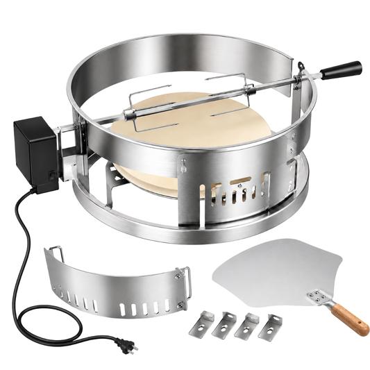 Stainless Steel Rotisserie Pizza Kit for 18 Inch Kettle Grills
