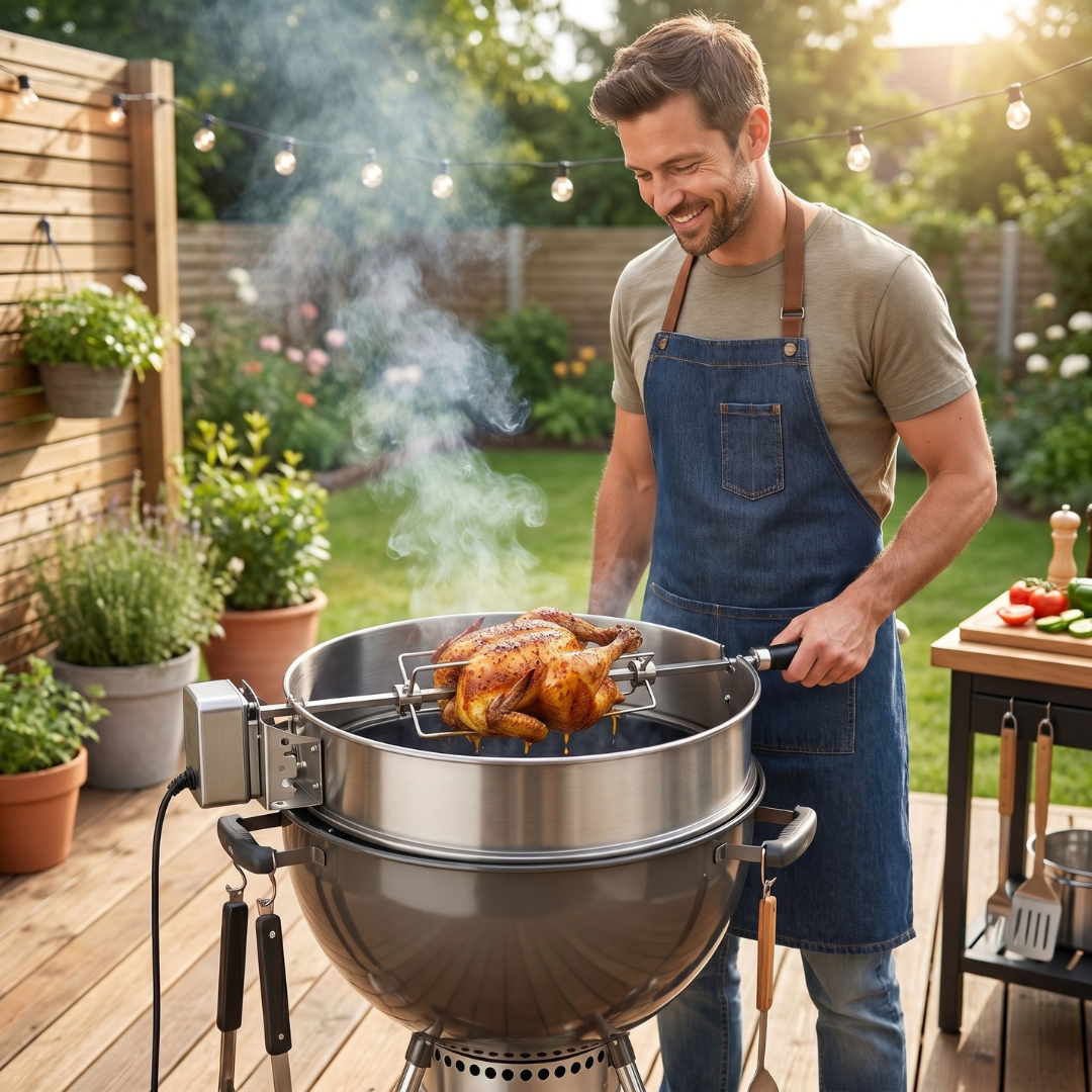 Stainless Steel Rotisserie Ring Kit for 22.5-Inch Kettle Grills