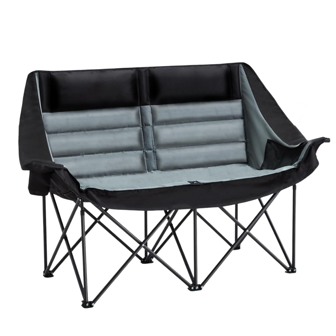 Steel Folding Camping Chair with Alloy Frame and Storage Pockets