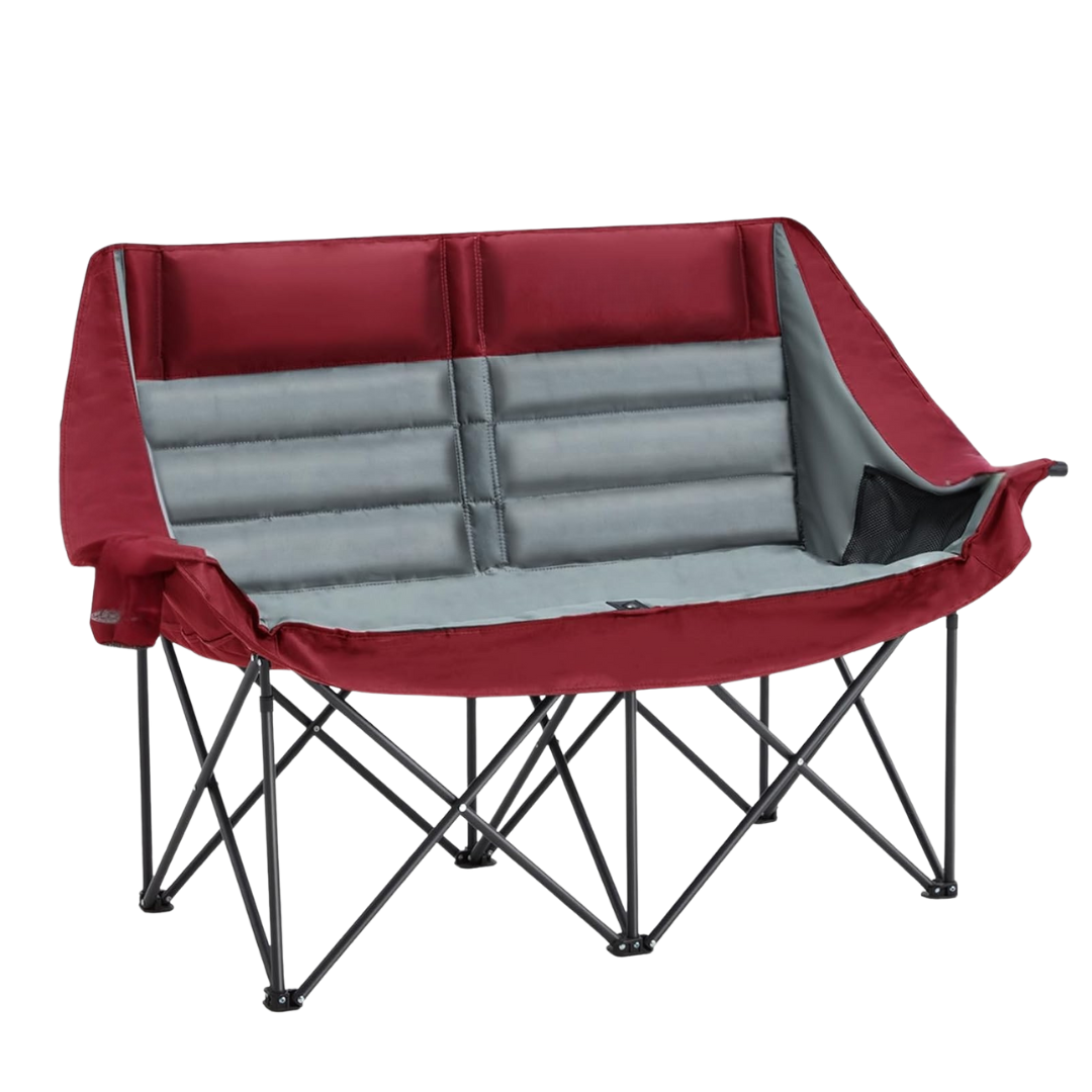 Steel Folding Camping Chair with Alloy Frame and Storage Pockets
