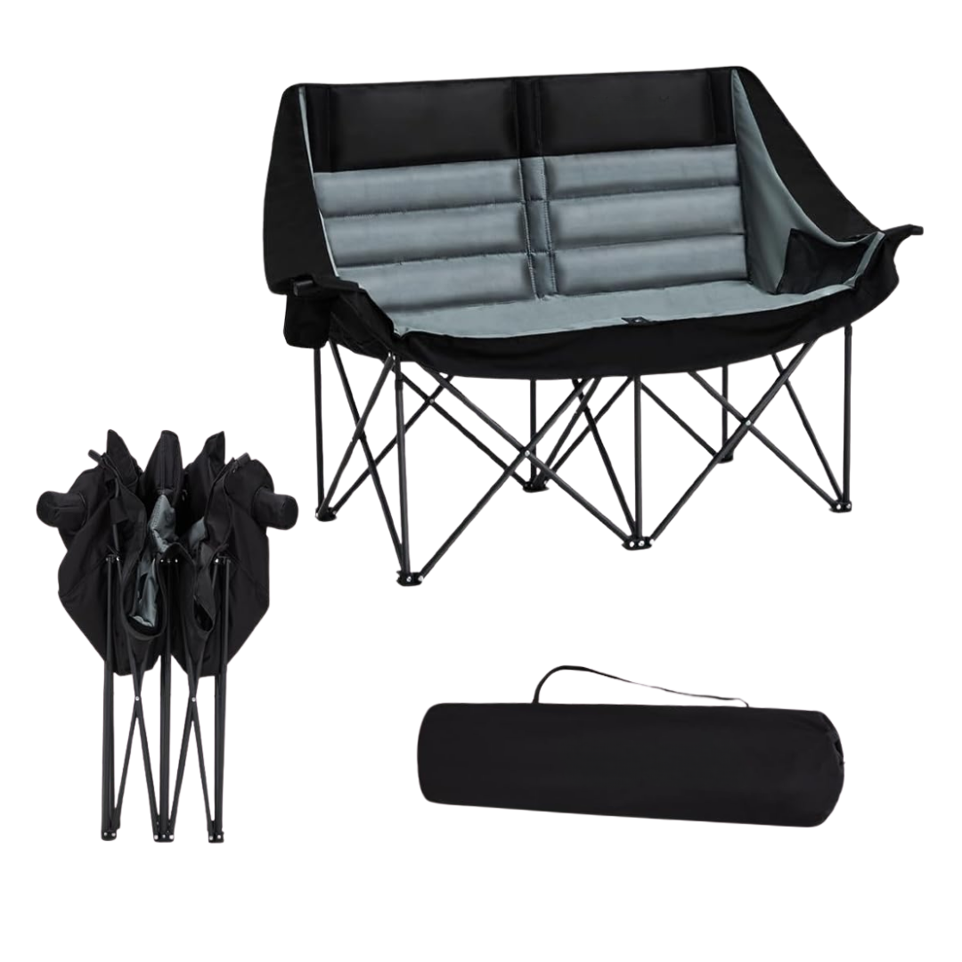 Steel Folding Camping Chair with Alloy Frame and Storage Pockets