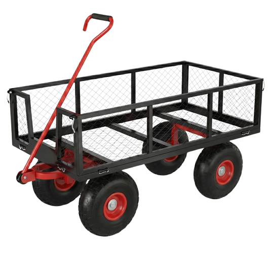 Steel Wagon Cart 500 lb Capacity with Removable Mesh Side Panels