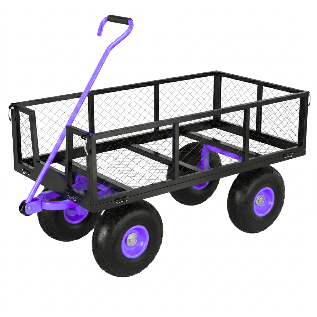 Steel Wagon Cart 500 lb Capacity with Removable Mesh Side Panels