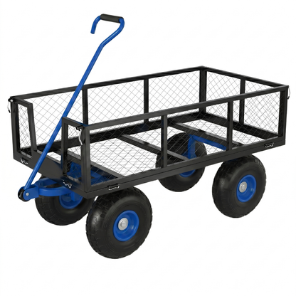 Steel Wagon Cart 500 lb Capacity with Removable Mesh Side Panels