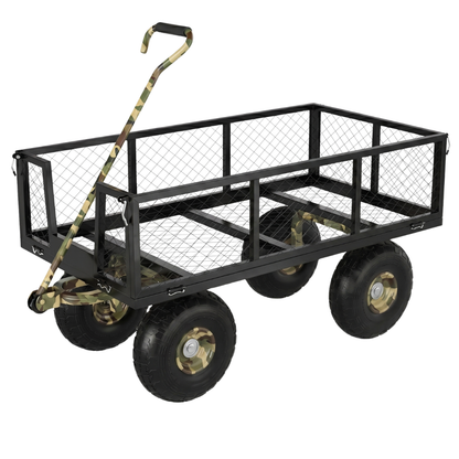 Steel Wagon Cart 500 lb Capacity with Removable Mesh Side Panels