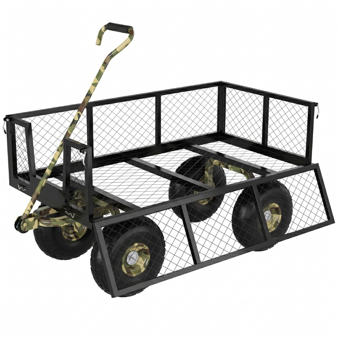 Steel Wagon Cart 500 lb Capacity with Removable Mesh Side Panels