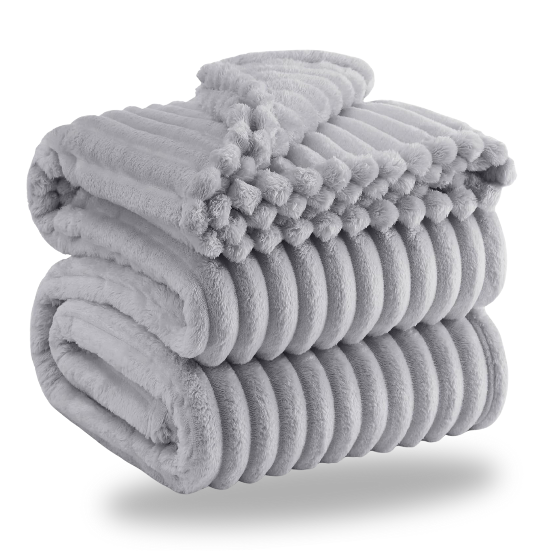 Striped Flannel Fleece Blanket, Soft Microfiber, Machine Washable