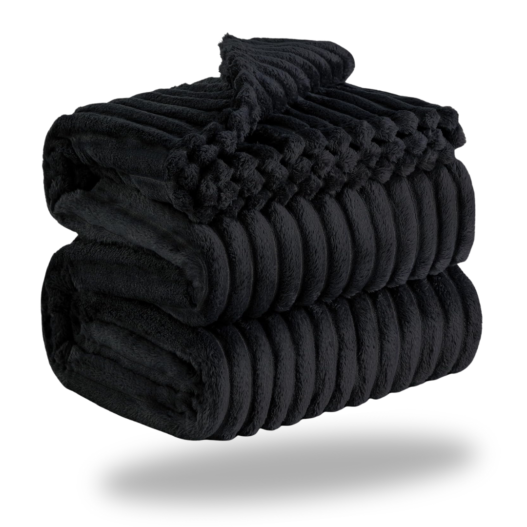 Striped Flannel Fleece Blanket, Soft Microfiber, Machine Washable