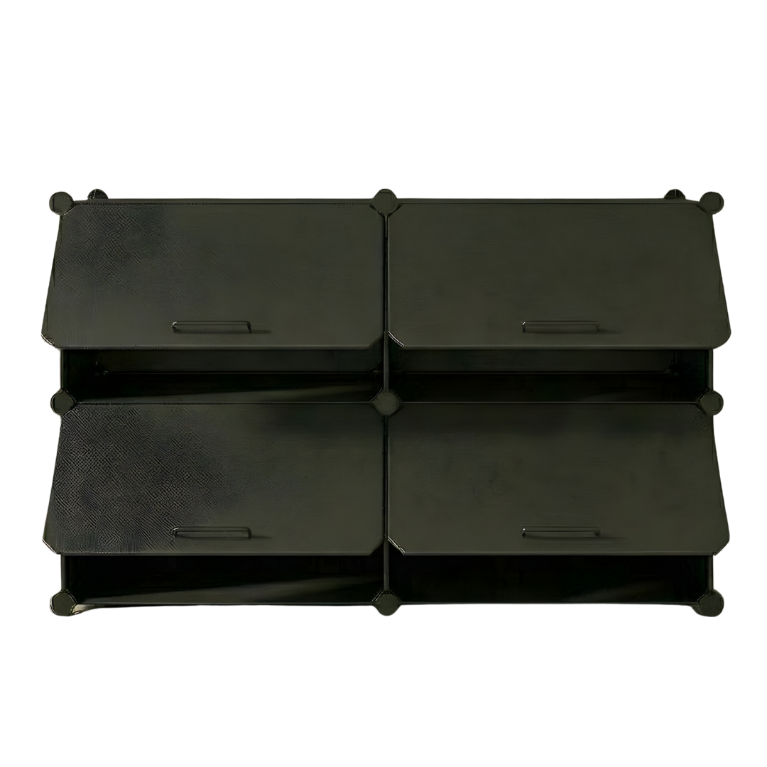 Tiered Cube Shoe Rack with Detachable Panels and Metal Frame